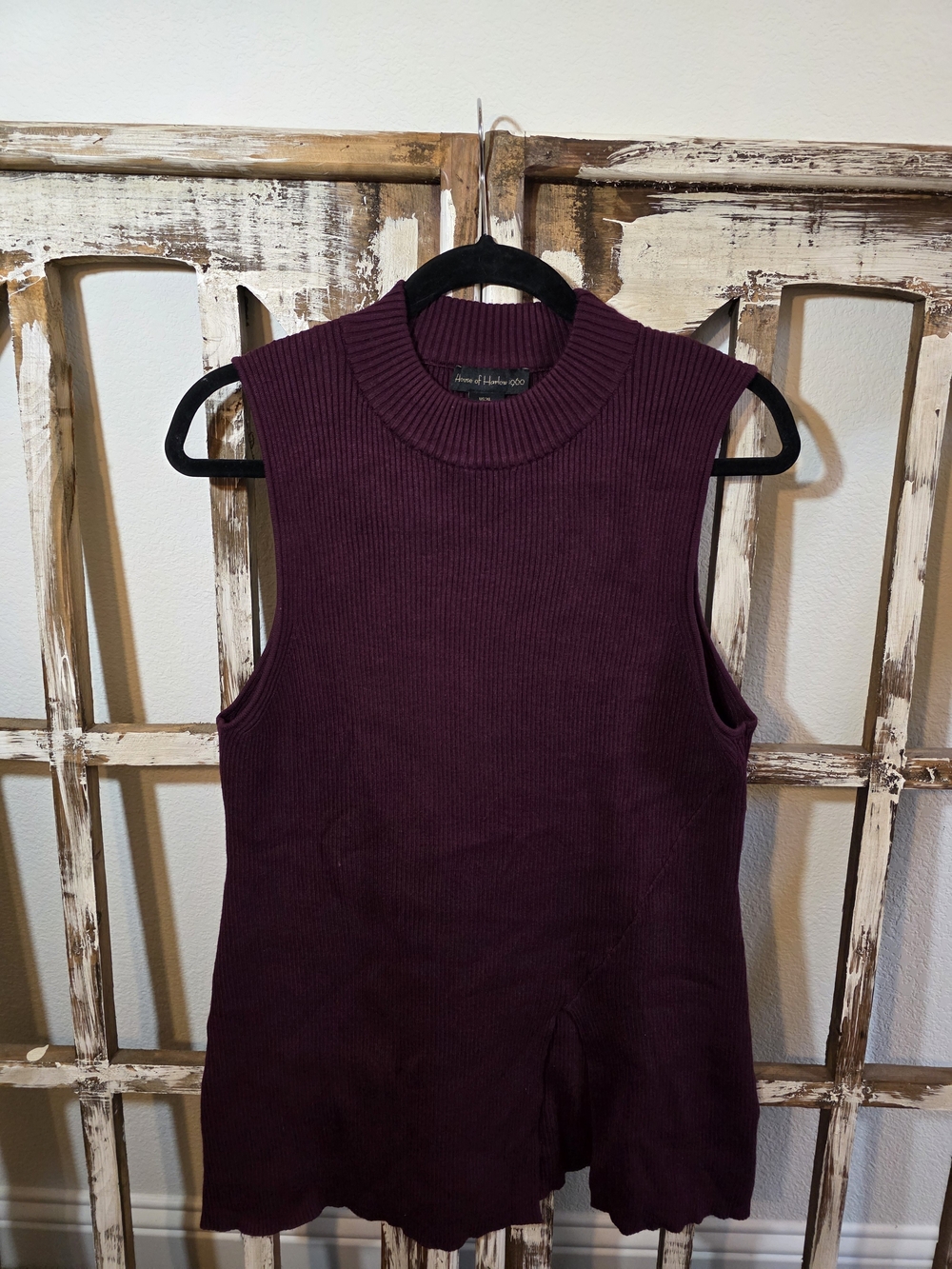 House of Harlow 1960 Ribbed Mock Neck Top - Plum